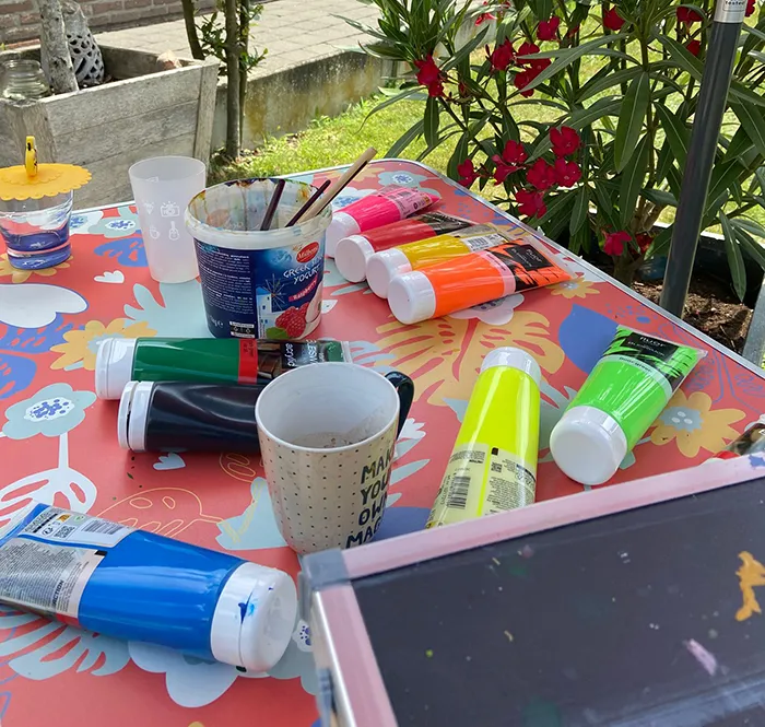 Benodigdheden schilderen voor de cursus Vedic Art